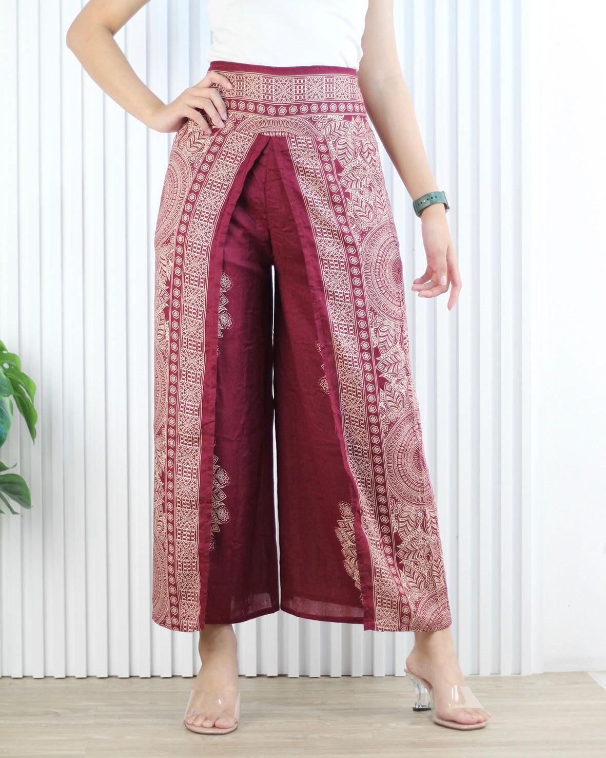 Pantalon pancake thaïlandais en viscose avec taille smockée