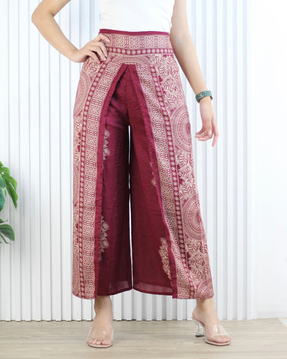 Pantalon pancake thaïlandais en viscose avec taille smockée
