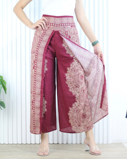 Pantalon pancake thaïlandais en viscose avec taille smockée