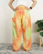 Pantalon éléphant thaïlandais Orange en Viscose avec Élastique à la taille et aux chevilles - motif été